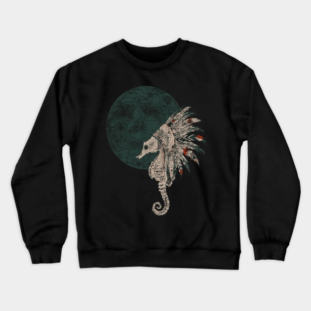 seahorse native night Crewneck Sweatshirt by somatosis